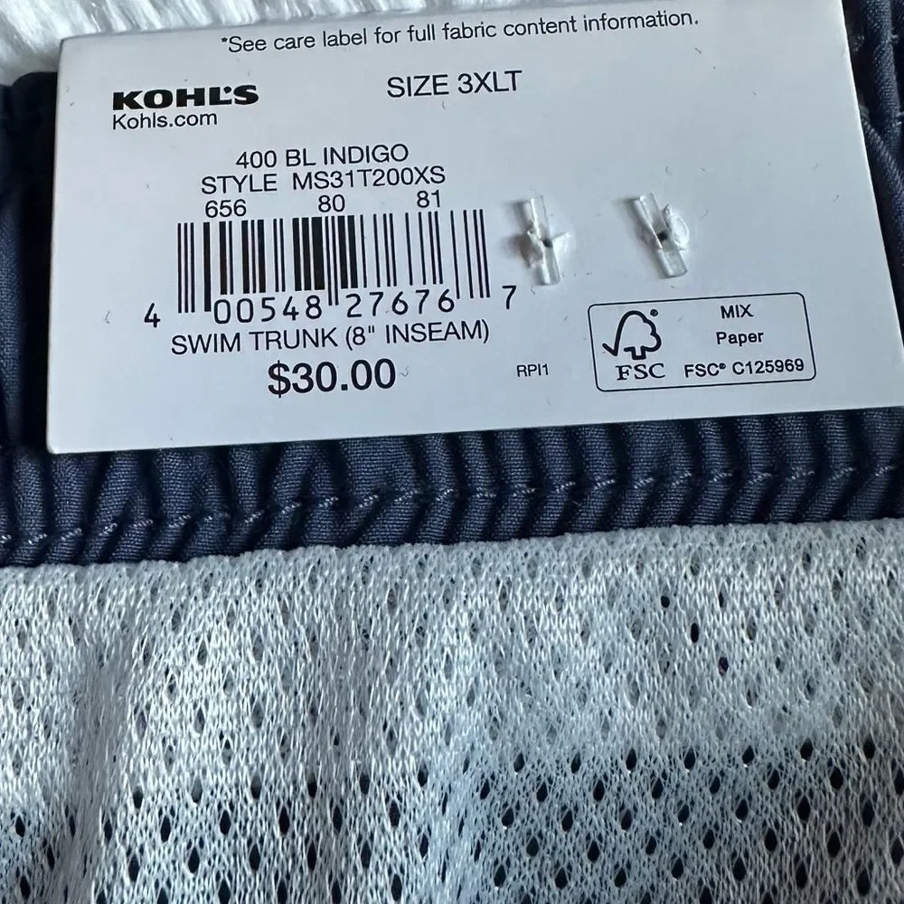 Sonoma Swim Trunks New Blue Mens Size 3XLT‎
